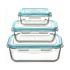 Set de 3 Cutii pentru Prânz 5five Simply Smart Albastru Transparent Geam 300 ml 690 ml 1000 L 800 g