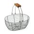 Fructieră Versa Gri Oval Metal Lemn Oțel (18 x 9,5 x 23,5 cm)