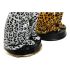 Figură Decorativă DKD Home Decor Negru Portocaliu Alb Leopard Rășină Colonial 16 x 16 x 32 cm