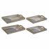 Tavă DKD Home Decor 40,6 x 30 x 6 cm Bej Albastru Lemn MDF (2 Unități)