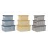 Set de cutii de depozitare, cu posibilitate de stivuire DKD Home Decor Gri Albastru Galben 40 x 30 x 20 cm