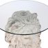 Masa laterală DKD Home Decor Leu 52 x 44 x 72 cm Geam Gri Metal Alb Magneziu
