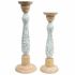 Suport de Lumânări DKD Home Decor Metal Lemn de mango (17 x 17 x 52,5 cm) (2 Piese)