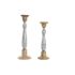 Suport de Lumânări DKD Home Decor Metal Lemn de mango (17 x 17 x 52,5 cm) (2 Piese)