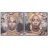 Tablou Home ESPRIT Colonial Africană 80 x 3,5 x 80 cm (2 Unități)