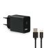 Încărcător de Perete + Cablu USB A la USB C KSIX USB Negru