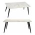 Masa de Cafea Alb Negru Marmură Metal Melamina Lemn MDF 60 x 110 x 45 cm