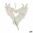 Ornament de Crăciun Aripi de Înger Sidef Plastic Purpurină 12 x 13 x 2,5 cm (24 Unități)