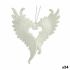Ornament de Crăciun Aripi de Înger Alb Plastic Purpurină 12 x 13 x 2,5 cm (24 Unități)