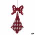 Ornament de Crăciun Fundă Romb Fucsia Plastic Purpurină 7,5 x 1 x 15,5 cm (24 Unități)
