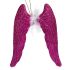 Ornament de Crăciun Aripi de Înger Fucsia Plastic Purpurină 12,5 x 15 x 2,5 cm (24 Unități)