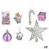 Set ornamente de Crăciun Mov Argintiu PVC (12 Unități)
